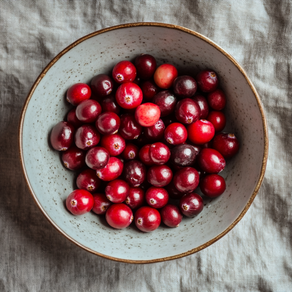 bowl of fresh cranberries