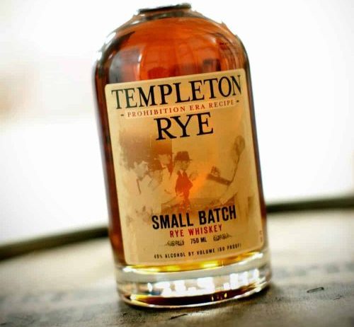 Bottle of Templeton Rye whiskey