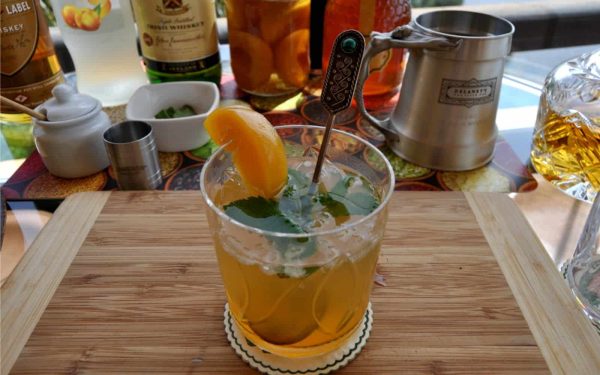 typhoid mary cocktail in a rocks glass with orange peel