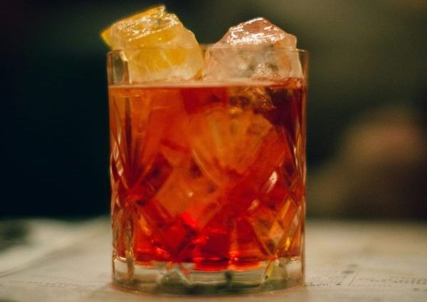Beautiful red cocktail in a rocks glass