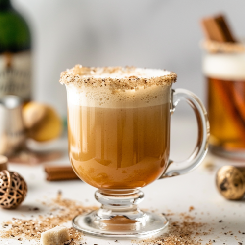 Rum with buttered liquor in a clear mug