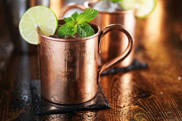 Moscow Mules on a wood table