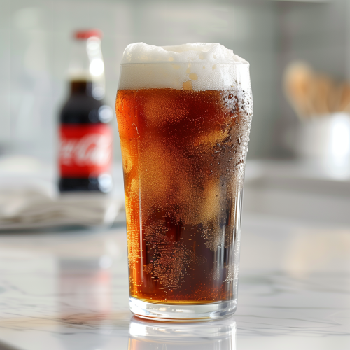 Beer mixed with Coke in a pink glass