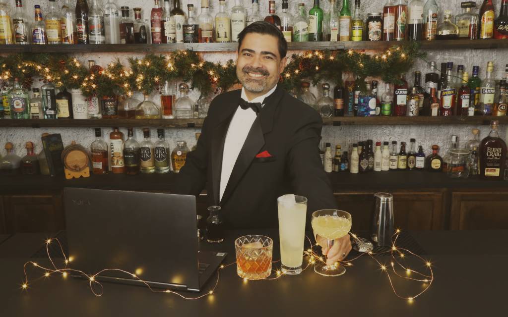 Virtual Holiday Bartender Bar Laptop