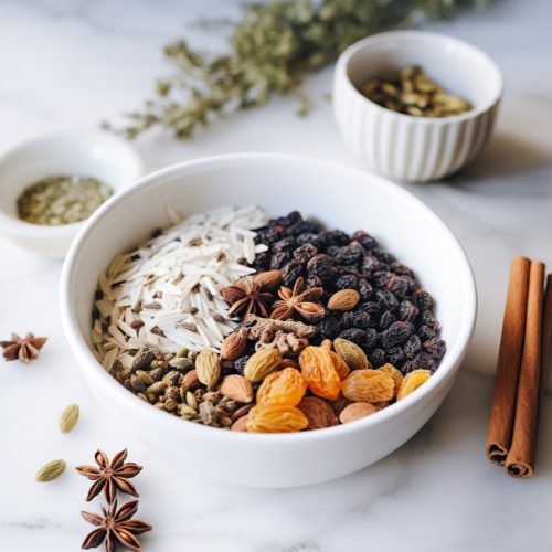tsp fennel seeds, caraway seeds, and other seeds and additional ingredients in a bowl