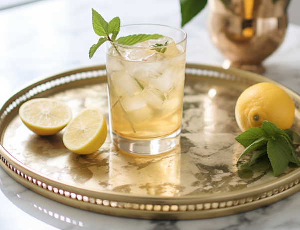 drink tray with cocktail