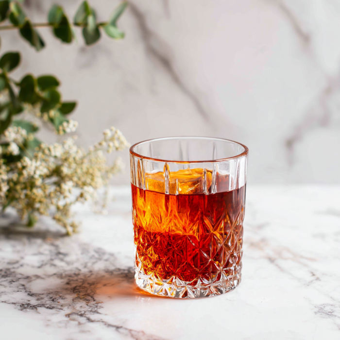 Sazerac drink in an old fashioned glass