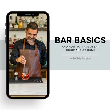 Bar Basics course flyer for online cocktail class