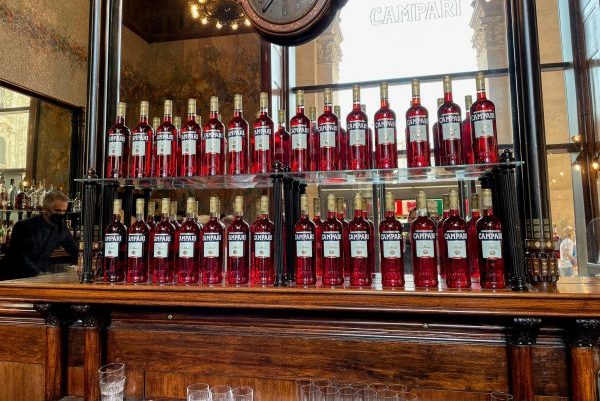 Bottles of Campari on a backbar