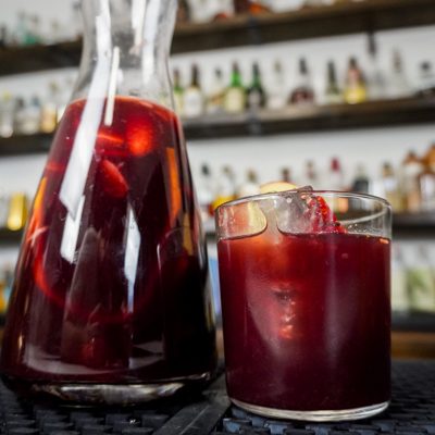 fizzy sangria made from a bottle dry wine