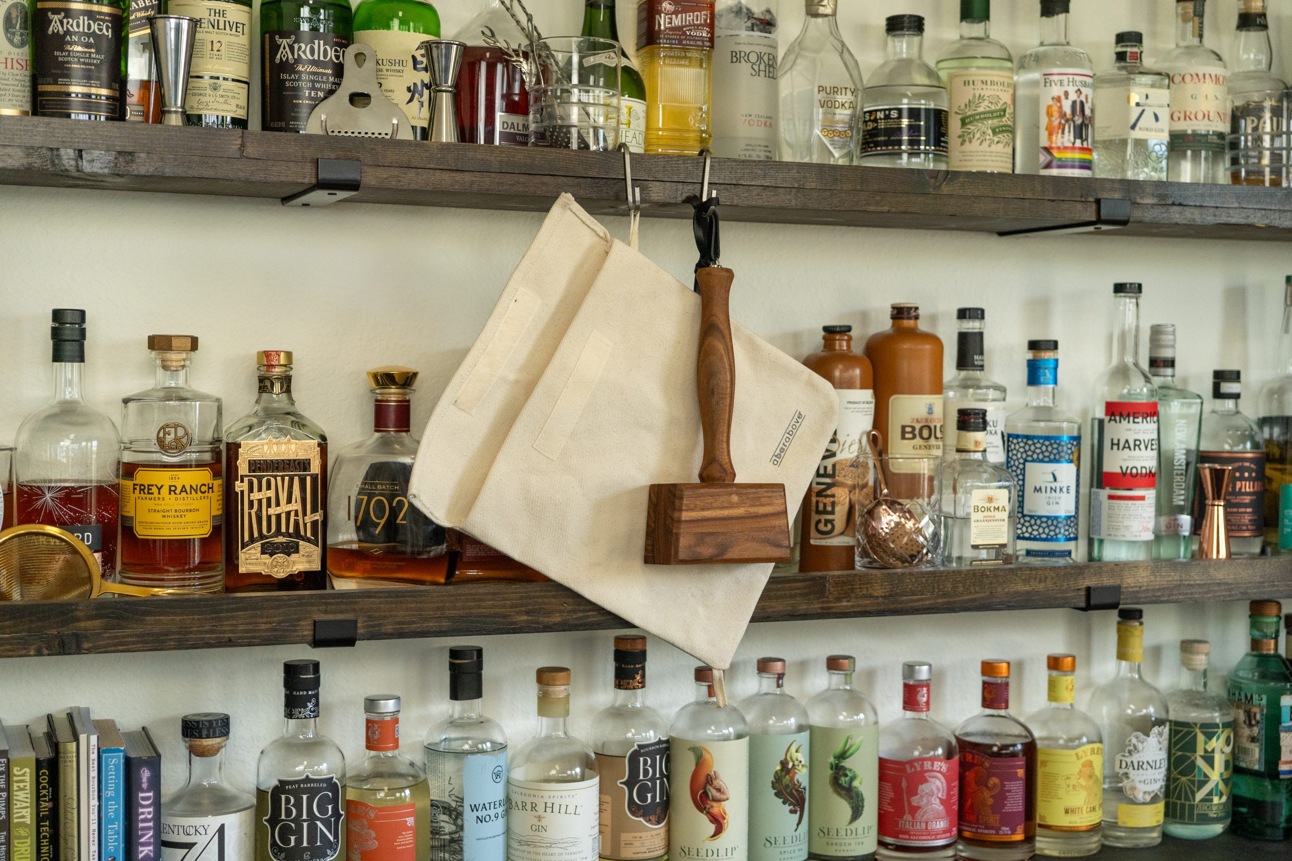 Canvas Lewis bag hanging with wooden mallet