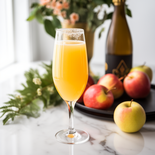 apple mimosa in a champagne glass