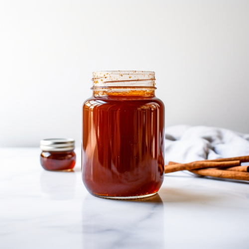 12 ounce cinnamon simple syrup in a jar