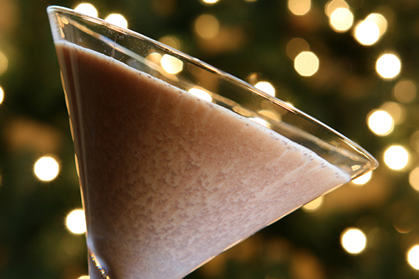 3. martini made in a cocktail shaker with vanilla vodka and heavy cream for a creamy texture, set in a martini glass