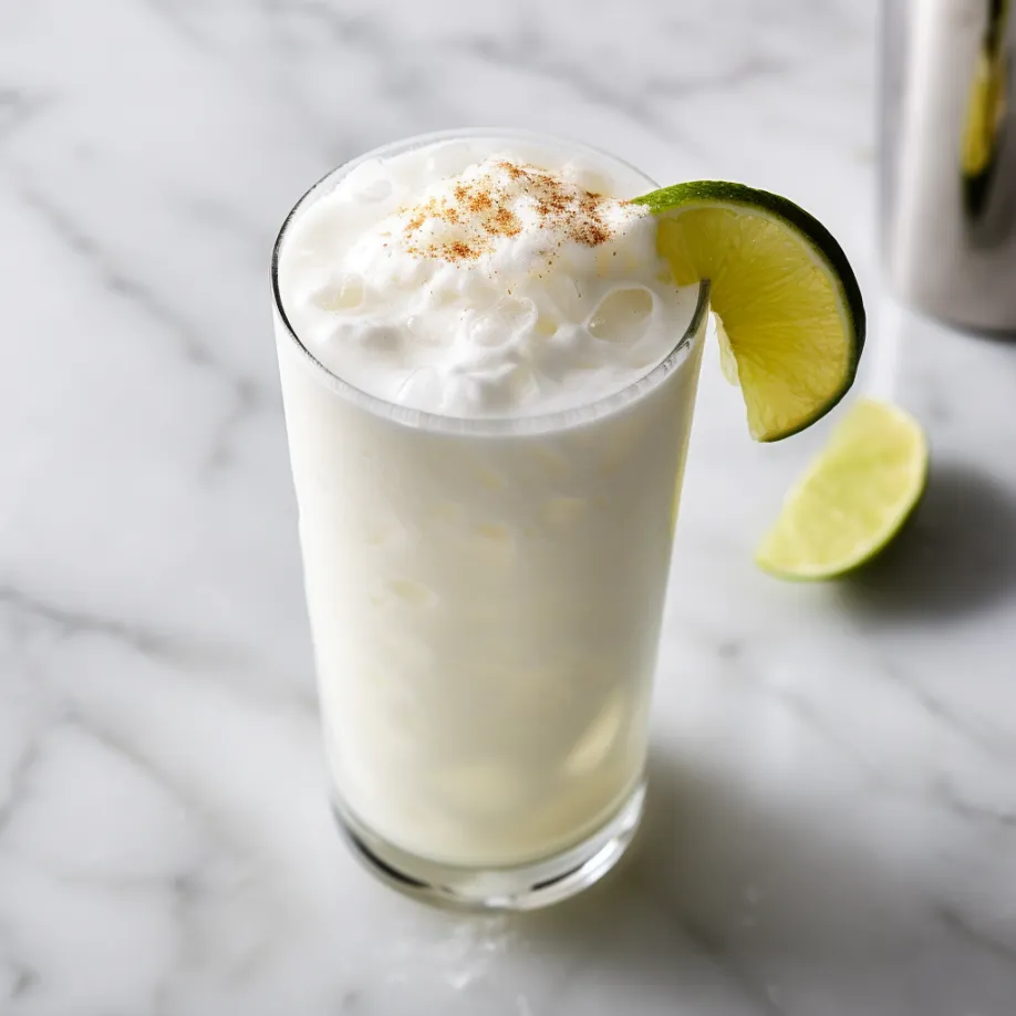 Gin Fizz cocktail made with 1/2 ounce lime juice and 3/4 ounce lemon juice, in a tall cocktail glass