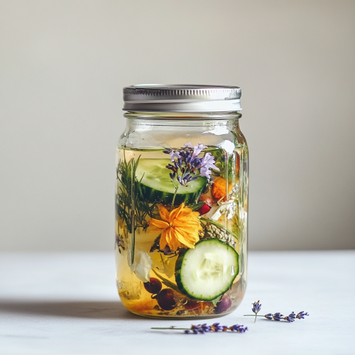 Mason Jar with botanicals for making own gin at home