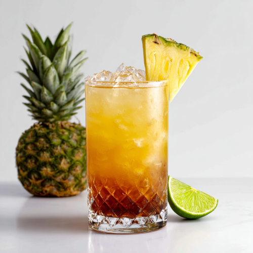 Mezcal Dark & Stormy cocktail with pineapple juice