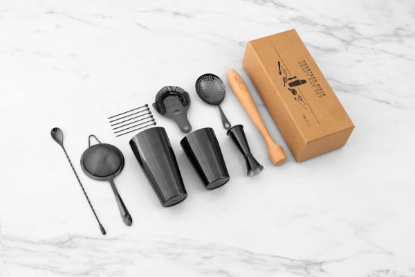 blacked colored bartender kit with cocktail picks