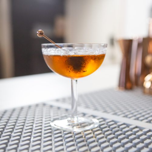 bijou drink with a cocktail cherry