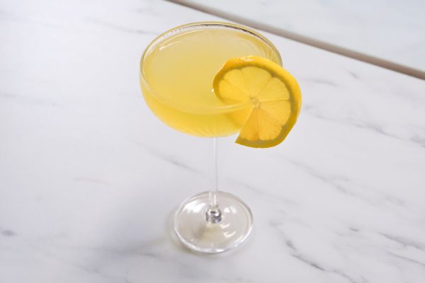 lemon cocktail in a chilled coupe