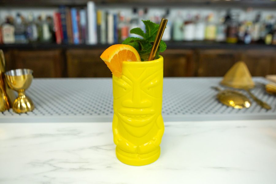 individual scorpion bowl, an iconic cocktail, in a tiki mug