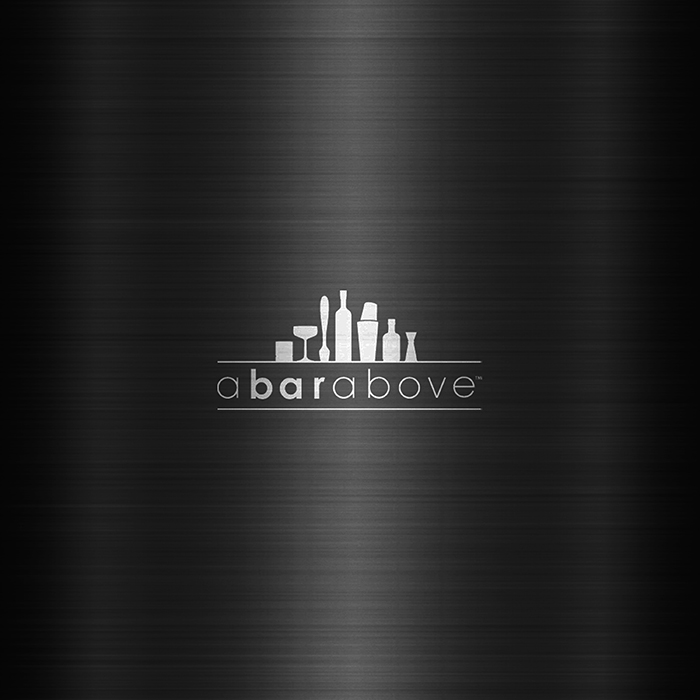 black barware finish with A Bar Above logo