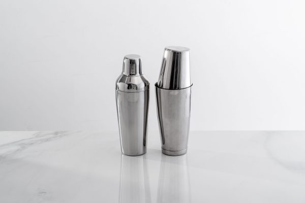 A cobbler shaker next to a Boston shaker